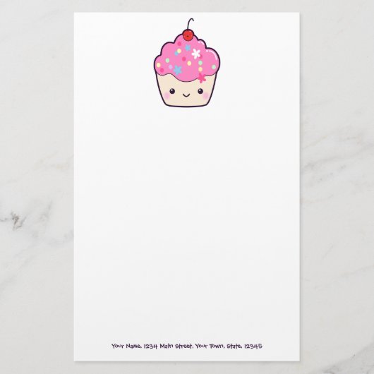 Cute Pink Cupcake Briefpapier (Voorkant)