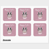 Cute Pink Cupcake Bunny Ears Happy Pasen Vierkante Sticker (Vel)
