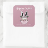 Cute Pink Cupcake Bunny Ears Happy Pasen Vierkante Sticker (Tas)