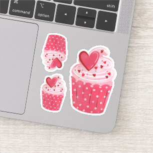 Cute Pink Cupcake   Hartsprinken en pooldijen Sticker