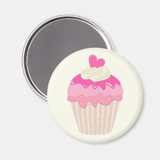 Cute Pink Cupcake Magnet (Voorkant / Achterkant)