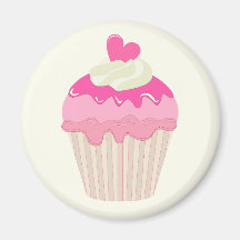 Cute Pink Cupcake Magnet