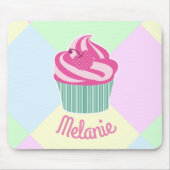 Cute Pink Cupcake Pastel Colors Personalised Muismat (Voorkant)