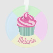 Cute Pink Cupcake Pastel Colors Personalised  Ornament (achterkant)