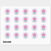Cute Pink Cupcake Pastel Pink Custom Text Ronde Sticker (Vel)