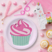 Cute Pink Cupcake Pastel Pink Papieren Bordje (Feest)