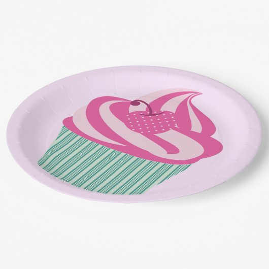 Cute Pink Cupcake Pastel Pink Papieren Bordje (Gekanteld)