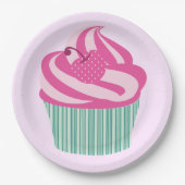 Cute Pink Cupcake Pastel Pink Papieren Bordje (Voorkant)