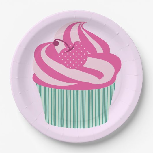 Cute Pink Cupcake Pastel Pink Papieren Bordje (Voorkant)