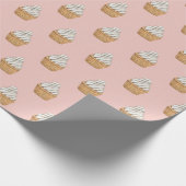 Cute Pink Cupcake Patroon Cadeaupapier (Hoek)