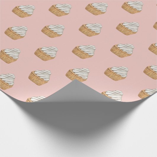 Cute Pink Cupcake Patroon Cadeaupapier (Hoek)