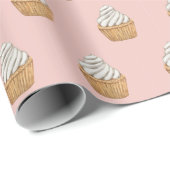Cute Pink Cupcake Patroon Cadeaupapier (Rol Hoek)