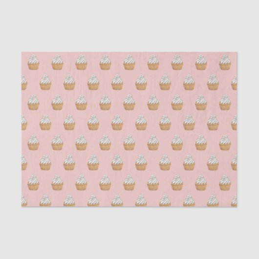Cute Pink Cupcake Patroon Tissuepapier (Voorkant)