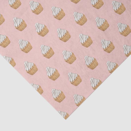 Cute Pink Cupcake Patroon Tissuepapier (Detail)
