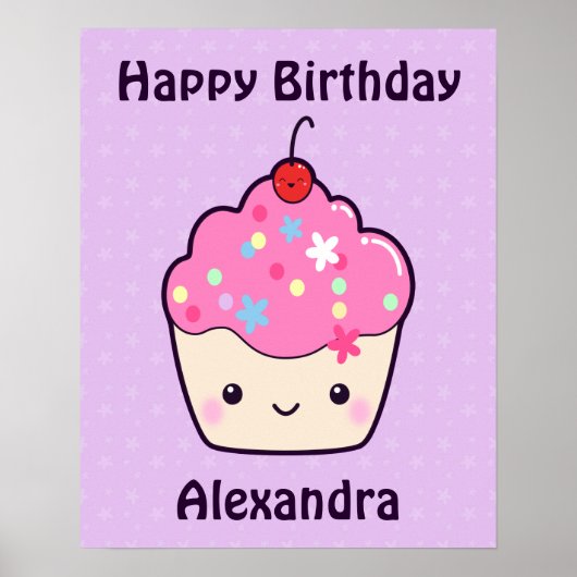 Cute Pink Cupcake Poster (Voorkant)
