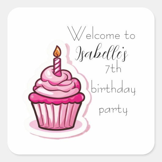 Cute Pink Cupcake Sticker (Voorkant)