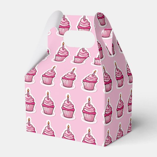 Cute Pink Cupcake Theme Birthday Girl Favor Box Bedankdoosjes (Achterkant)