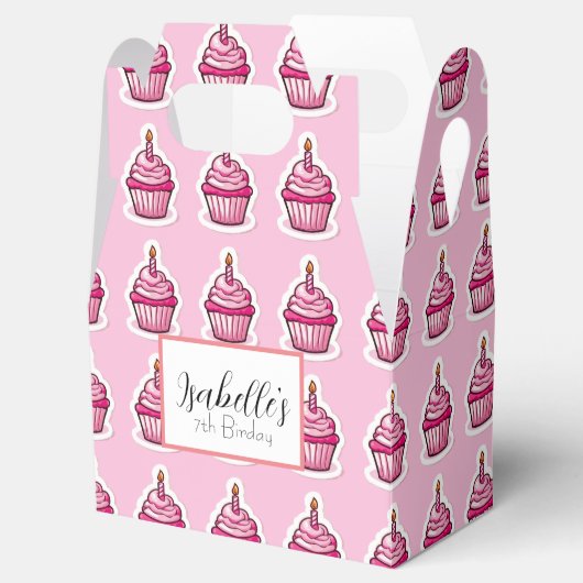 Cute Pink Cupcake Theme Birthday Girl Favor Box Bedankdoosjes (Geopend)