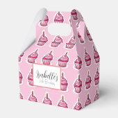 Cute Pink Cupcake Theme Birthday Girl Favor Box Bedankdoosjes (Voorkant Zijde)