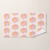 Cute Pink Cupcake Unicorn met gevlekte Rozen Bad Handdoek (Handdoek)