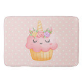 Cute Pink Cupcake Unicorn met Roos Badmat (Voorkant)