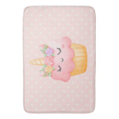Cute Pink Cupcake Unicorn met Roos Badmat (Voorkant Verticaal)