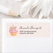 Cute Pink Cupcake Unicorn met Roos Etiket (Insitu)