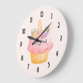 Cute Pink Cupcake Unicorn met Roos Grote Klok (Hoek)
