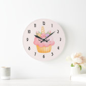 Cute Pink Cupcake Unicorn met Roos Grote Klok (Huis)
