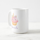 Cute Pink Cupcake Unicorn met Roos Koffiemok (Voorkant links)