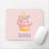 Cute Pink Cupcake Unicorn met Roos Muismat (Met muis)