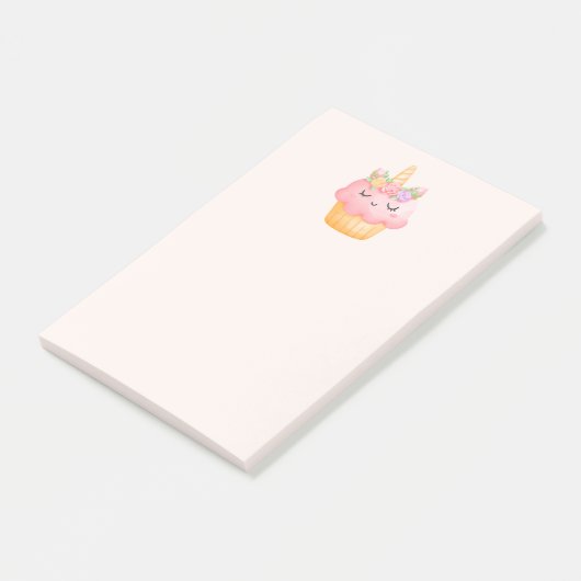 Cute Pink Cupcake Unicorn met Roos Post-it® Notes (Schuin)