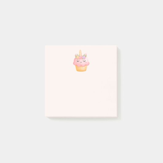 Cute Pink Cupcake Unicorn met Roos Post-it® Notes (Voorkant)