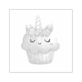 Cute Pink Cupcake Unicorn met Roos Rubberstempel (Afrduk)