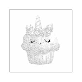 Cute Pink Cupcake Unicorn met Roos Rubberstempel