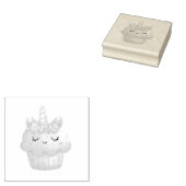 Cute Pink Cupcake Unicorn met Roos Rubberstempel (Gestempeld)