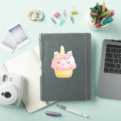 Cute Pink Cupcake Unicorn met Roos Sticker (iPad Cover)