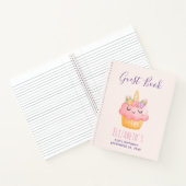 Cute Pink Cupcake Unicorn met Rozen Guest Book Notitieboek (Binnen)