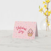 Cute Pink Cupcake Valentine's Day Card Kaart (Gele Bloem)