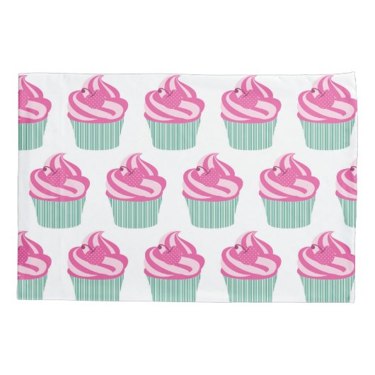 Cute Pink Cupcakes Pattern Pastel Pink and White Kussensloop (Achterkant-Links)