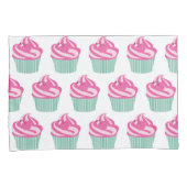 Cute Pink Cupcakes Pattern Pastel Pink and White Kussensloop (Voorkant-Rechts)