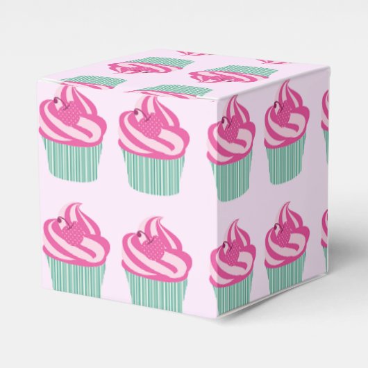 Cute Pink Cupcakes Pattern Pastel Pink Bedankdoosjes (Voorkant Zijde)