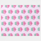 Cute Pink Cupcakes Pattern Pastel Pink Fleece Deken (Voorkant (Horizontaal))