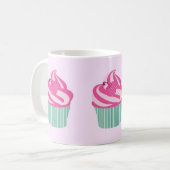 Cute Pink Cupcakes Pattern Pastel Pink Koffiemok (Voorkant links)