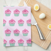 Cute Pink Cupcakes Pattern Pastel Pink Theedoek (Quarter Fold)
