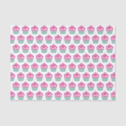 Cute Pink Cupcakes Pattern Pastel Pink Tissuepapier (Voorkant)
