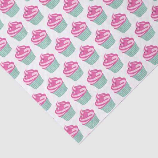 Cute Pink Cupcakes Pattern Pastel Pink Tissuepapier (Detail)