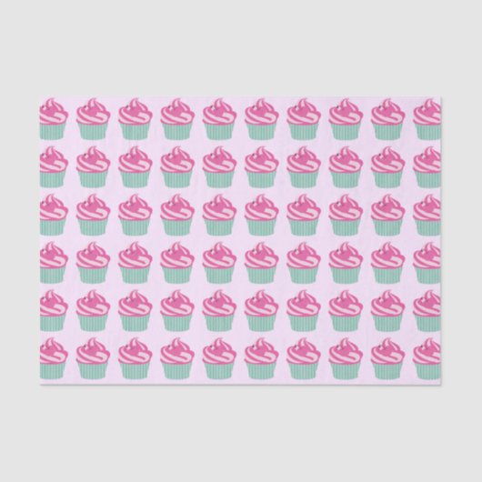 Cute Pink Cupcakes Pattern Tissuepapier (Voorkant)