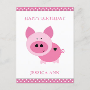 Cute Pink Custom Birthday Card Briefkaart