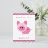 Cute Pink Custom Birthday Card Briefkaart (Staand voorkant)